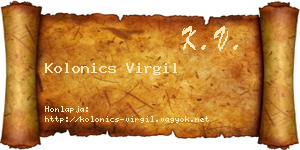 Kolonics Virgil névjegykártya